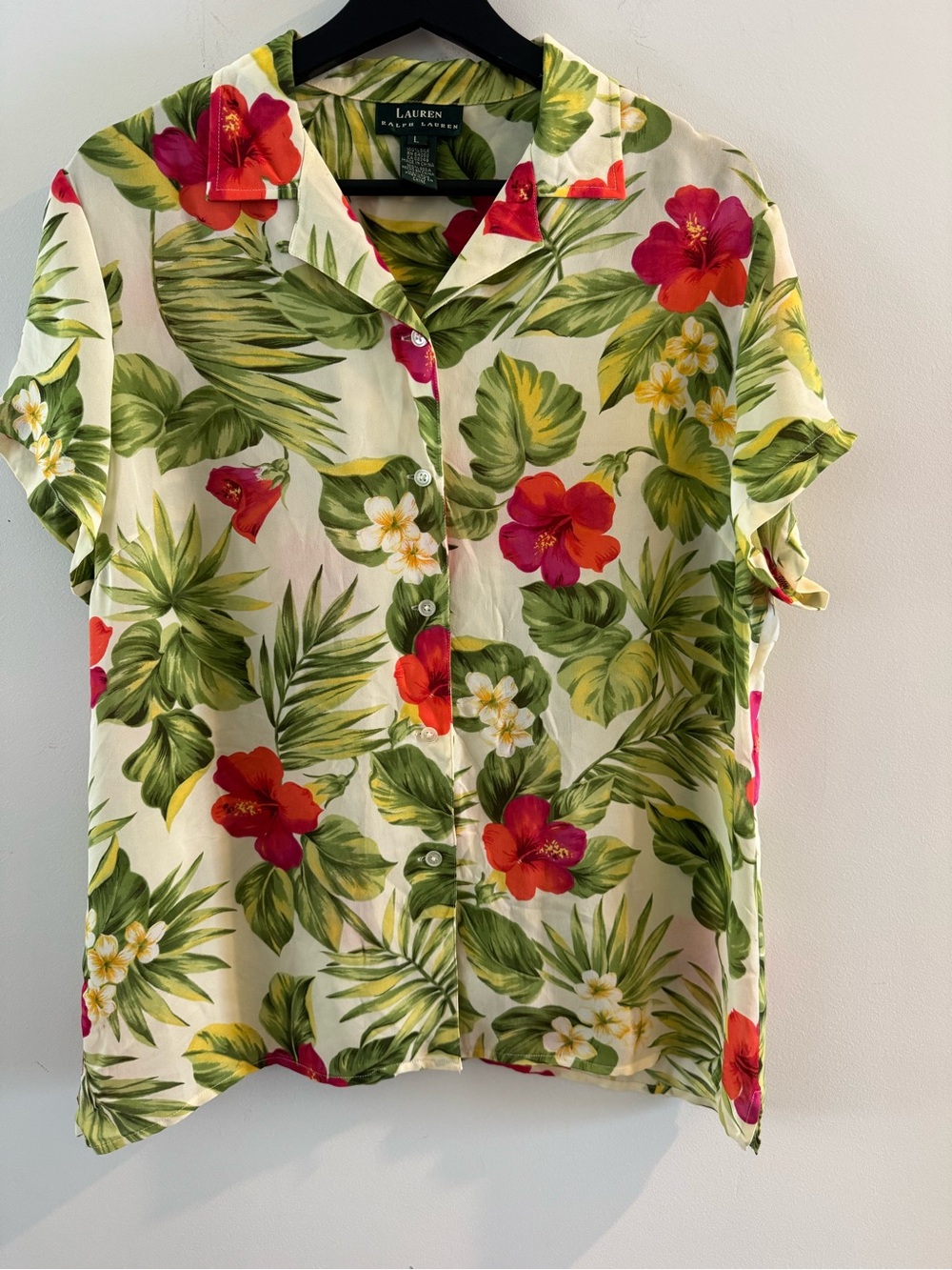 Lauren Ralph Lauren Cream Tropical Floral Button-Down Shirt - Picture 6 of 6